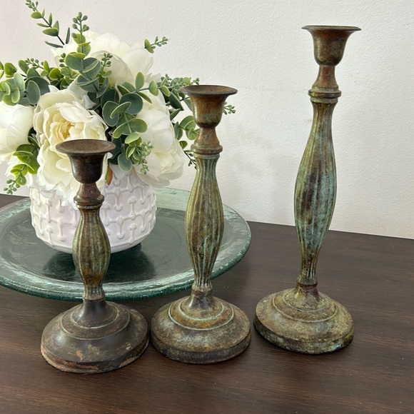 Gatco Accents Gatco Solid Brass Candle Stick Holders Set Of 3